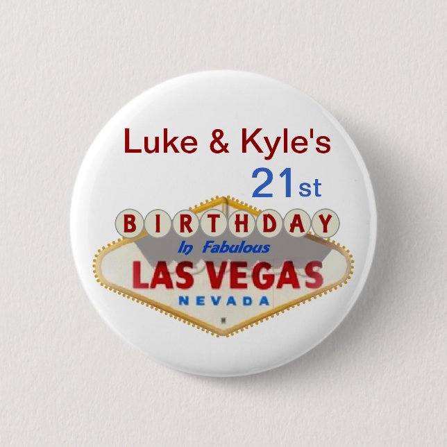 Las Vegas Birthday Button von Luke & Kyle (Vorderseite)