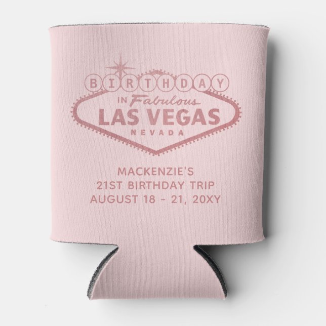 Las Vegas Birthday Trip Pink Personalisiert Gefall Dosenkühler (Vorderseite)