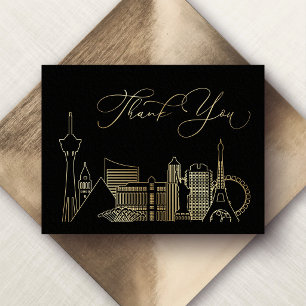 Las Vegas Black and Gold Wedding Dankeskarte