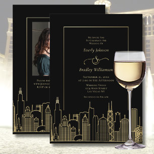Las Vegas Black Gold Elegante Hochzeits-QR-Code-Fo Einladung