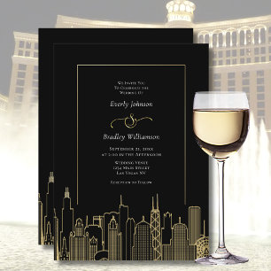 Las Vegas Black Gold Elegante Hochzeitsdestination Einladung