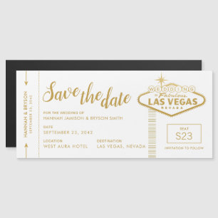 Las Vegas Boarding Pass Magnetic Save the Date Magnetkarte
