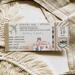 Las Vegas Boarding Pass Ticket Hochzeits-Einladung Einladung