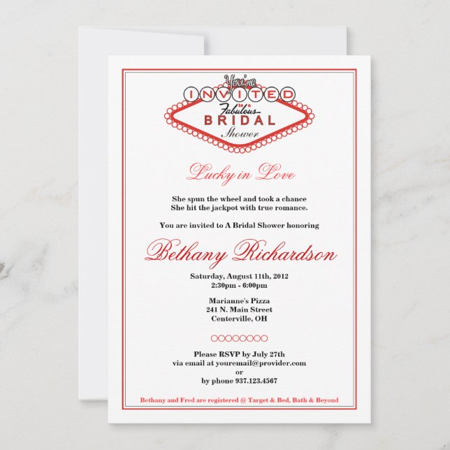 Las Vegas Bridal Dusche Einladung (Vorderseite)