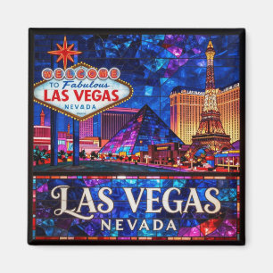 Las Vegas Buntglas-Nacht-Skyline 🎰 Magnet