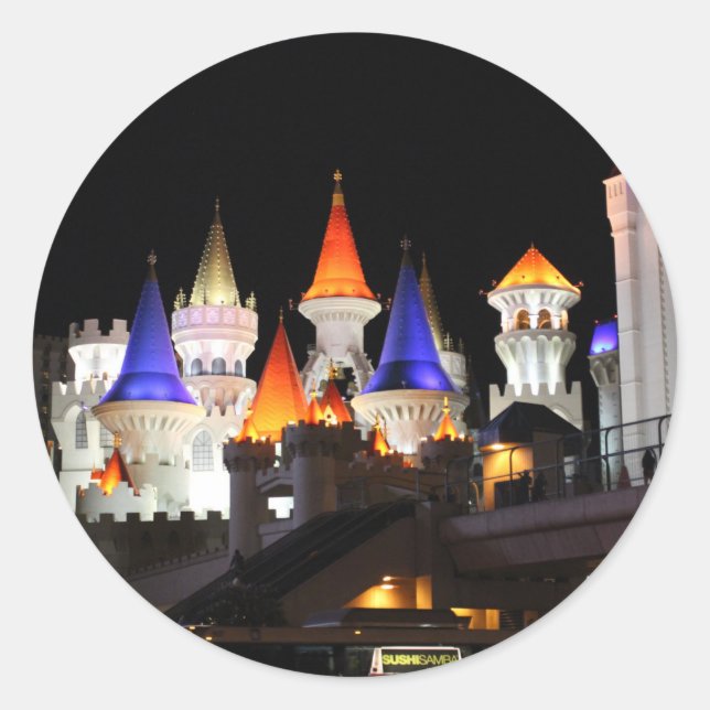 Las Vegas Burg Gaming Vegas City Runder Aufkleber (Vorderseite)