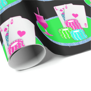 Las Vegas Casino Blackjack Tischkarten Poker Chips Geschenkpapier