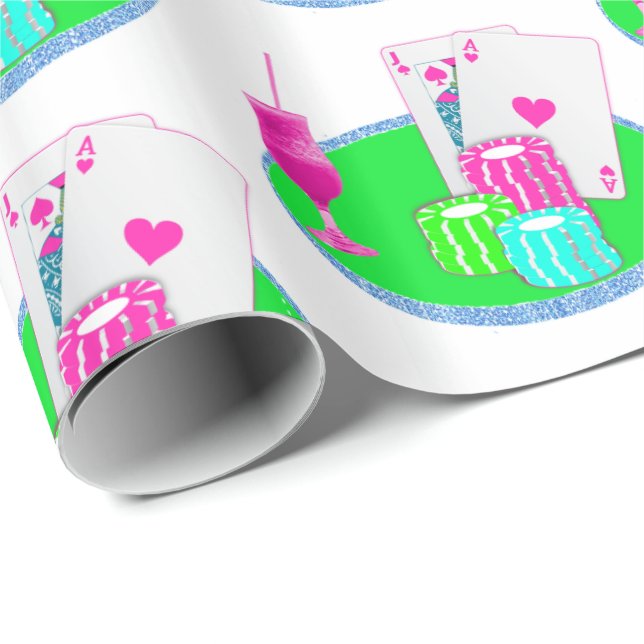 Las Vegas Casino Blackjack Tischkarten Poker Chips Geschenkpapier (Rolleneckpunkt)