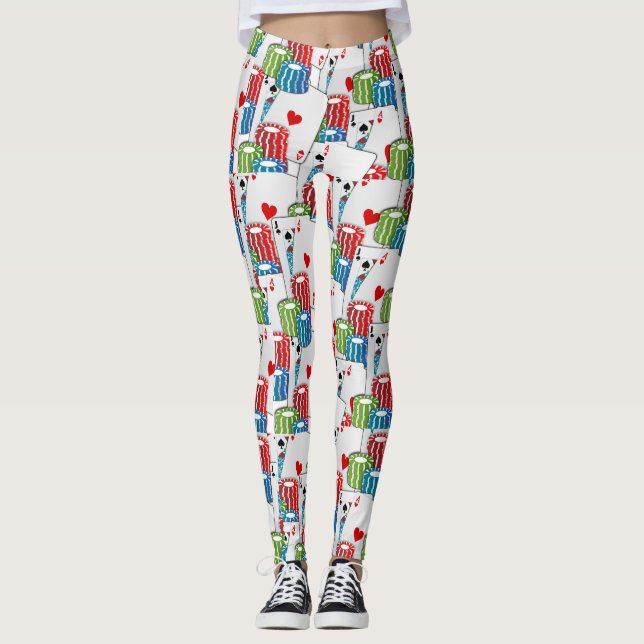 Las Vegas Casino Card Spiel Blackjack Poker Leggings (Vorderseite)