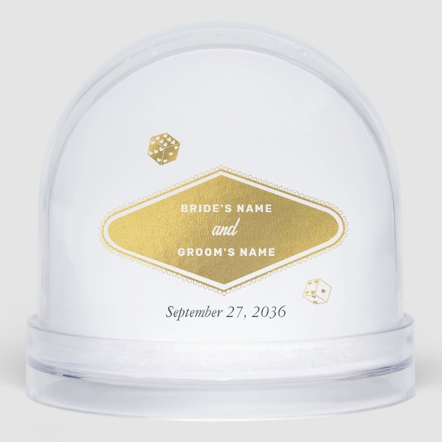 Las Vegas Casino Destination Wedding Gold White  Schneekugeln (Vorderseite)