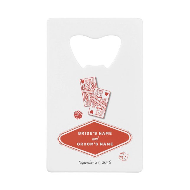 Las Vegas Casino Destination Wedding Red White Geldbeutel Flaschenöffner (Vorderseite)