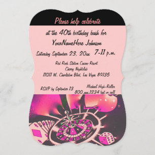 Las Vegas Casino Geburtstagsparty Rosa und Schwarz Einladung