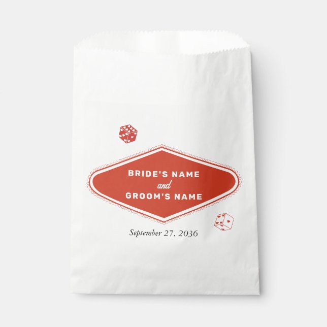 Las Vegas Casino Hochzeit in Urlaubsort Red White Geschenktütchen (Vorderseite)