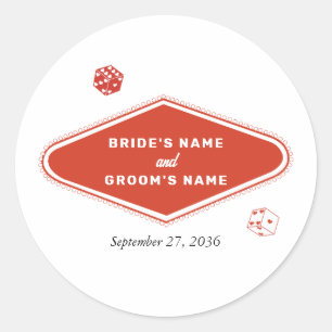 Las Vegas Casino Hochzeit in Urlaubsort Red White Runder Aufkleber