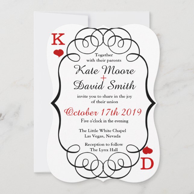 Las Vegas Casino Modernes Chic Foto Hochzeit Einla Einladung (Vorderseite)