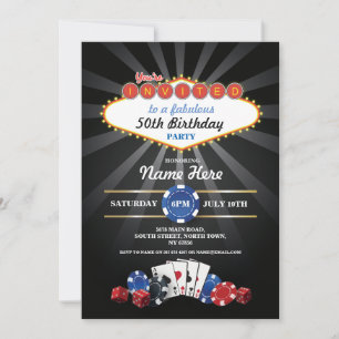 Las Vegas Casino Nacht Geburtstags-Einladung Party Einladung