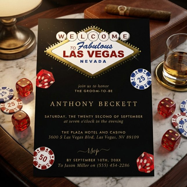 Las Vegas Casino Night Bachelor Party Einladung (Von Creator hochgeladen)