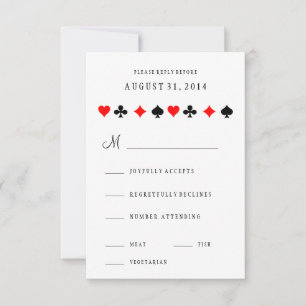 Las Vegas Casino Poker Cards Wedding RSVP Card Karte