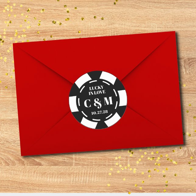 Las Vegas Casino Poker Chip Hochzeit speichern Sie Runder Aufkleber (Von Creator hochgeladen)