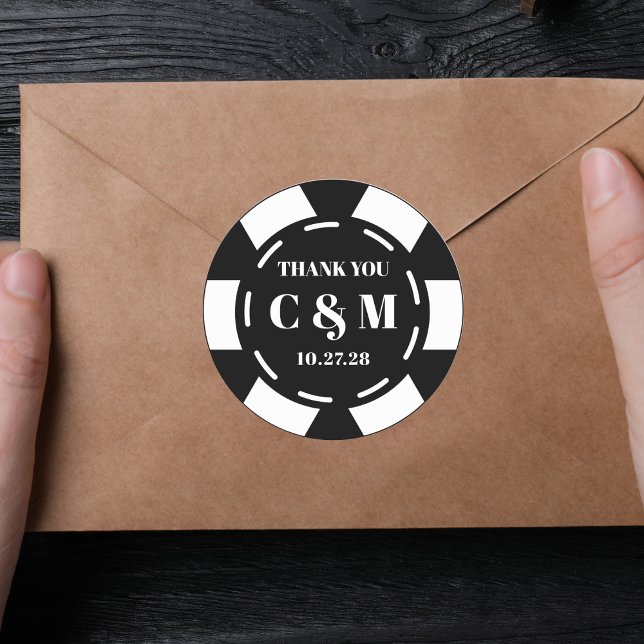 Las Vegas Casino Poker Chip Wedding Vielen Dank Runder Aufkleber (Von Creator hochgeladen)