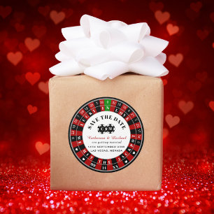 Las Vegas Casino Roulette Rad Save the Date Runder Aufkleber