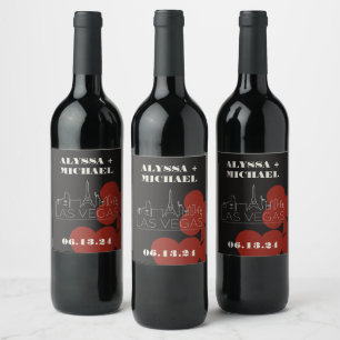 Las Vegas Casino Skyline Spielkarte Hochzeit Weinetikett