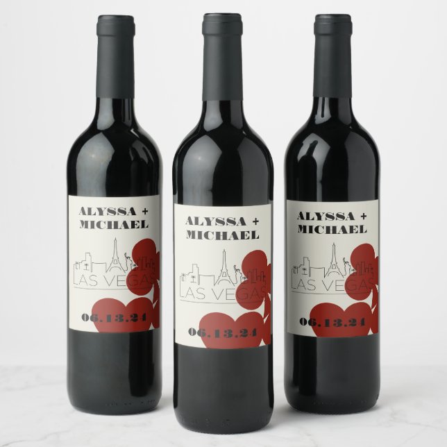 Las Vegas Casino Skyline Spielkarte Hochzeit Weinetikett (Flaschen)