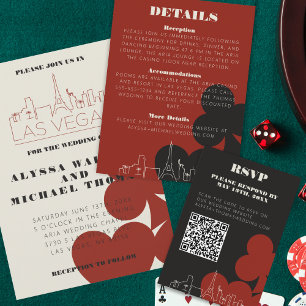 Las Vegas Casino Skyline Wedding RSVP QR Code Begleitkarte