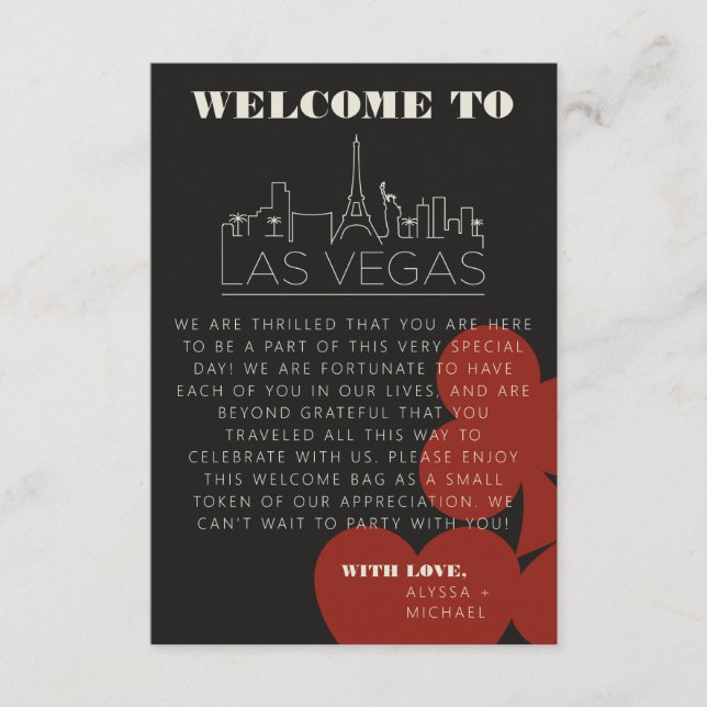 Las Vegas Casino Skyline Wedding Welcome Bag Card Begleitkarte (Vorderseite)