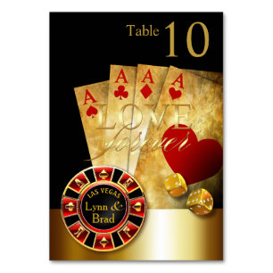 Las Vegas Casino Table Card GEFRAGT FÜR NAMEN IN C Tischnummer