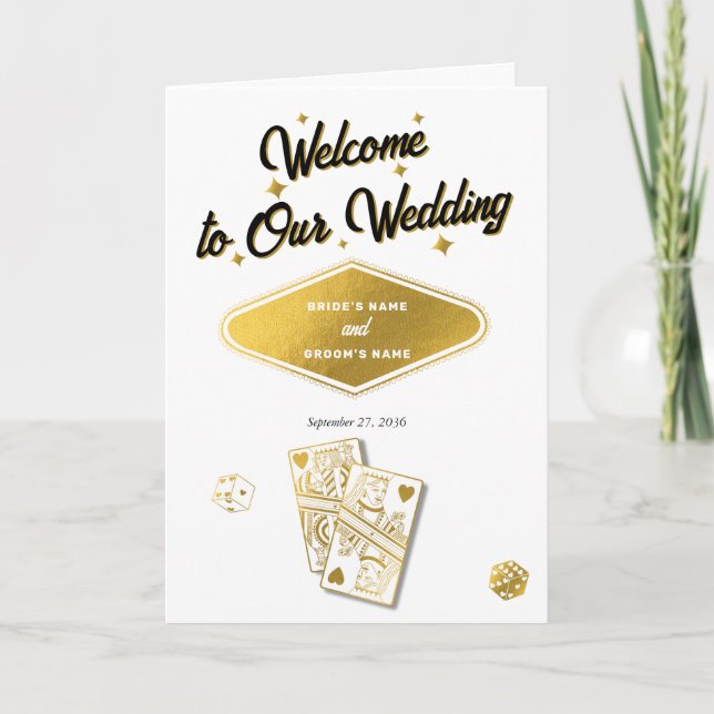 Las Vegas Casino Wedding Order of Service Gold Programm (Vorderseite)