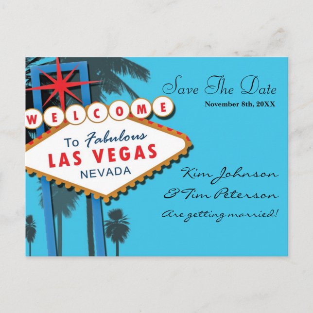 Las Vegas Casino Wedding Save the Date Postcard Ankündigungspostkarte (Vorderseite)