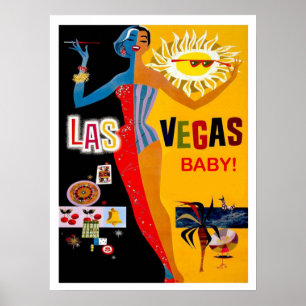 Las Vegas, Casinomädchen, Vintage-Reiseposter Poster