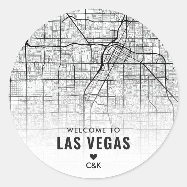 Las Vegas City Map | Begrüßung Runder Aufkleber (Vorderseite)