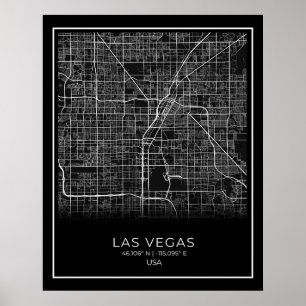 Las Vegas City Map - Las Vegas Black Map Poster