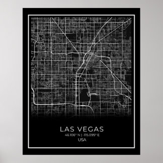Las Vegas City Map - Las Vegas Black Map Poster