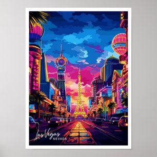 Las Vegas City Nevada Reise Vintage-Illustration Poster