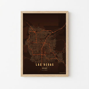 Las Vegas City Poster Druck Nevada Karte Wandkunst