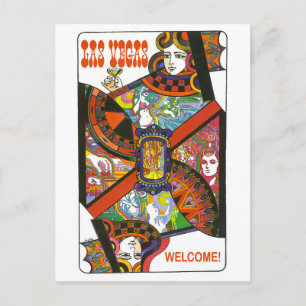Las Vegas Dame Spielkarte, Vintage Reise Postkarte