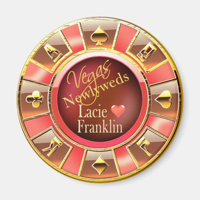 Las Vegas Deluxe Coral Peach Casino Chip Gefallen Magnet (Vorne)