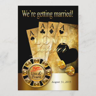Las Vegas Deluxe Wedding   Gold schwarz Einladung