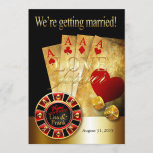 Las Vegas Deluxe Wedding   Rotes Gold Einladung