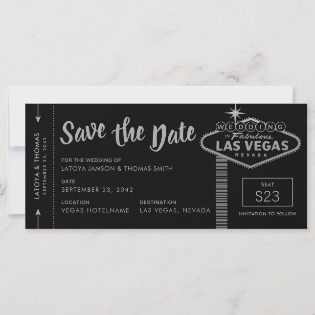 Las Vegas Destination Boarding Pass Save the Date (Vorderseite)