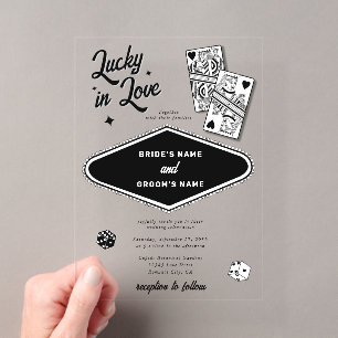 Las Vegas Destination Casino Lucky in Love Hochzei Acryleinladungen