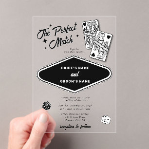 Las Vegas Destination Perfect Match Wedding Black Acryleinladungen