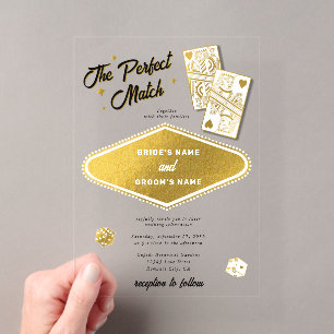 Las Vegas Destination Perfekte Hochzeit Gold Acryleinladungen