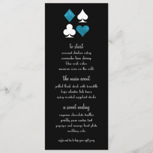 Las Vegas Destiny Blue Glitzer Wedding Menu Menükarte