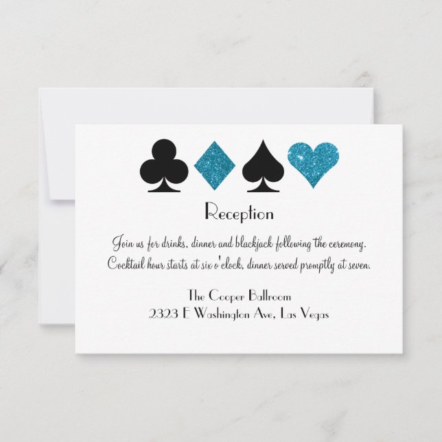 Las Vegas Destiny Empfang Malibu Blue Glitzer Einladung (Vorderseite)