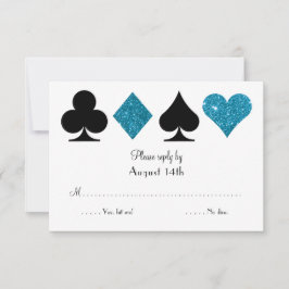 Las Vegas Destiny Wedding RSVP Türkis Glitzer Karte