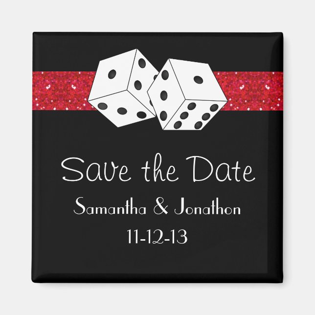 Las Vegas Dice Theme Hot Red Save the Date Magnet (Vorne)